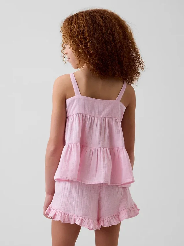 Katoenen gaas tanktop met laagjes voor kinderen