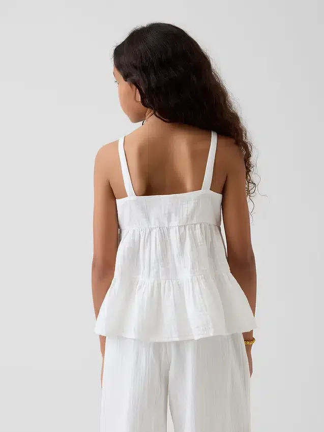 Katoenen gaas tanktop met laagjes voor kinderen