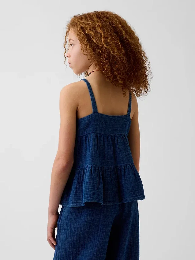 Katoenen gaas tanktop met laagjes voor kinderen