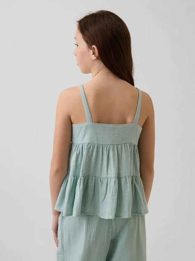 Katoenen gaas tanktop met laagjes voor kinderen