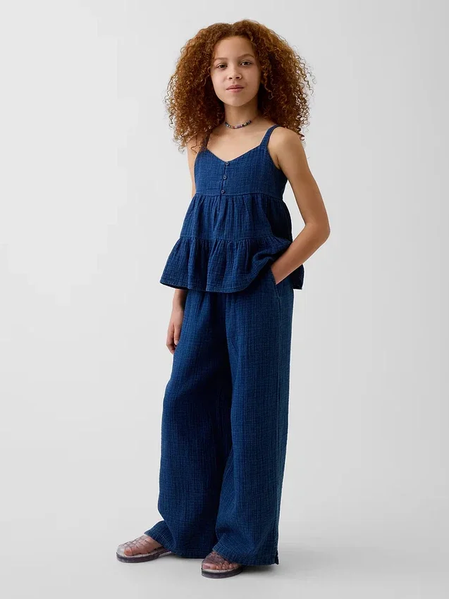 Katoenen gaas tanktop met laagjes voor kinderen