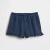 Katoenen gaasdenim-korte broek met ruches voor kinderen