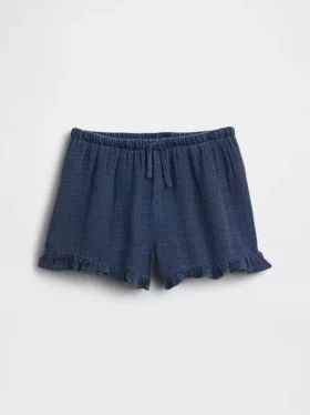 Katoenen gaasdenim-korte broek met ruches voor kinderen