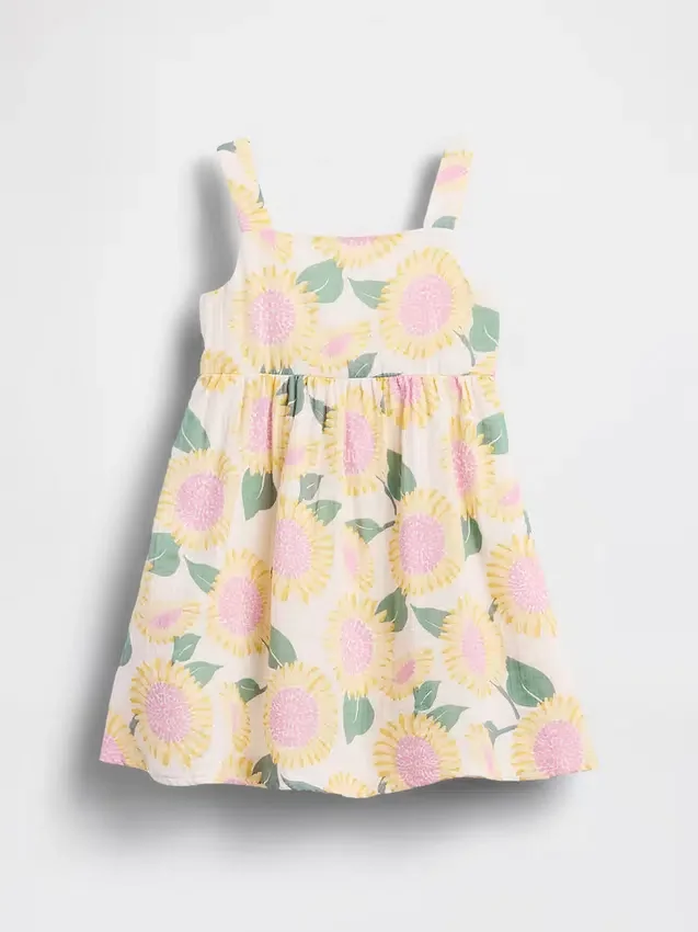 Katoenen gaasjurk met zonnebloemenprint voor Baby & Peuter