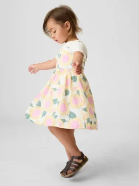 Katoenen gaasjurk met zonnebloemenprint voor Baby & Peuter