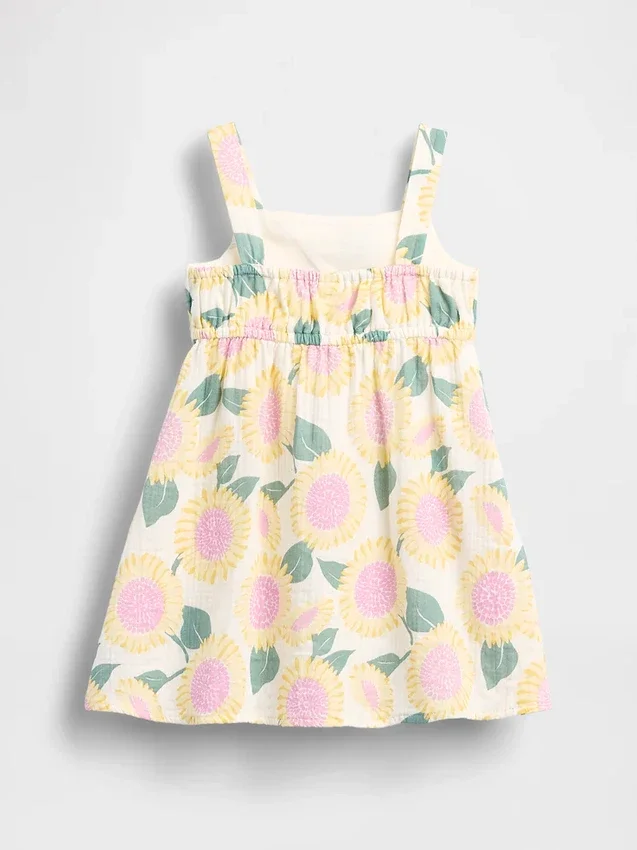 Katoenen gaasjurk met zonnebloemenprint voor Baby & Peuter