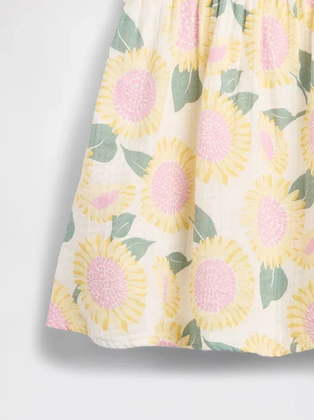 Katoenen gaasjurk met zonnebloemenprint voor Baby & Peuter