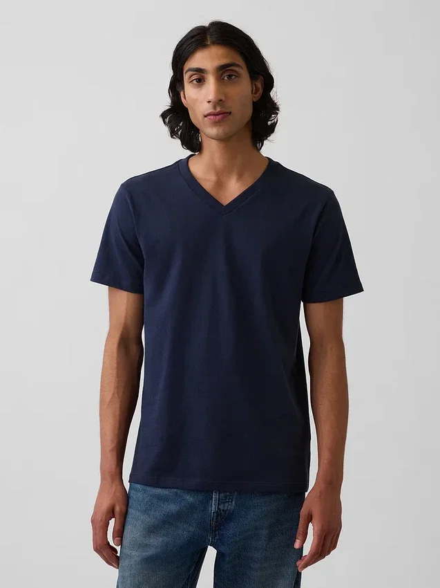 Katoenen jersey T-shirt met V-hals
