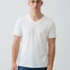 Katoenen jersey T-shirt met V-hals