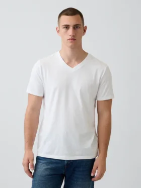 Katoenen jersey T-shirt met V-hals