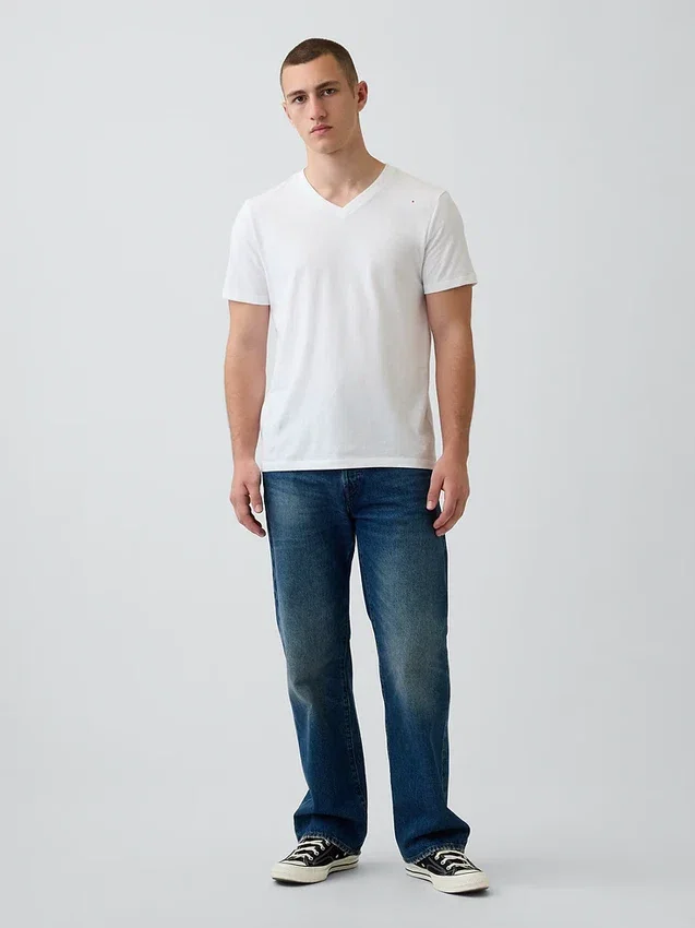 Katoenen jersey T-shirt met V-hals