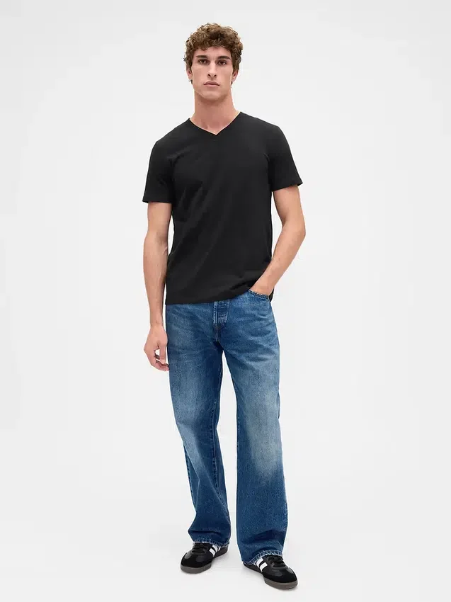 Katoenen jersey T-shirt met V-hals