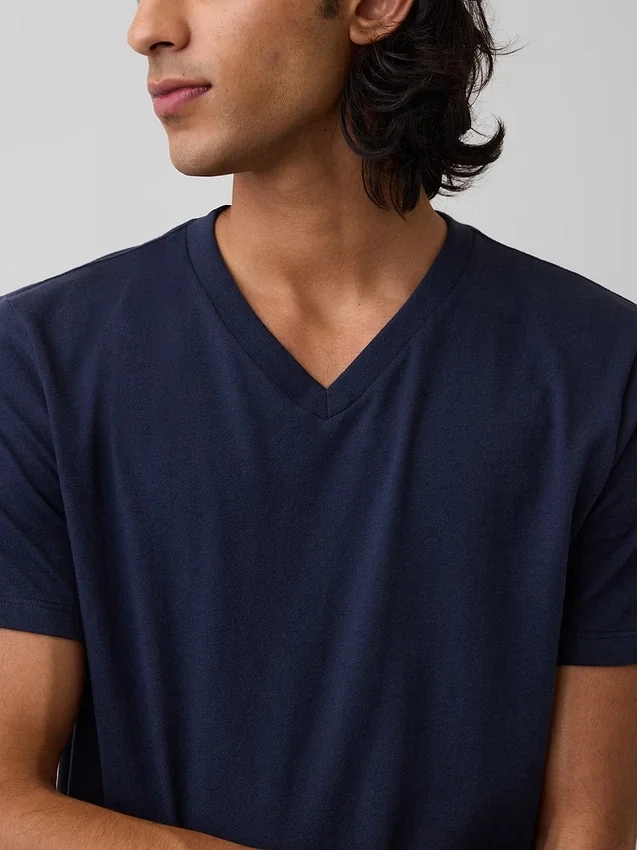 Katoenen jersey T-shirt met V-hals