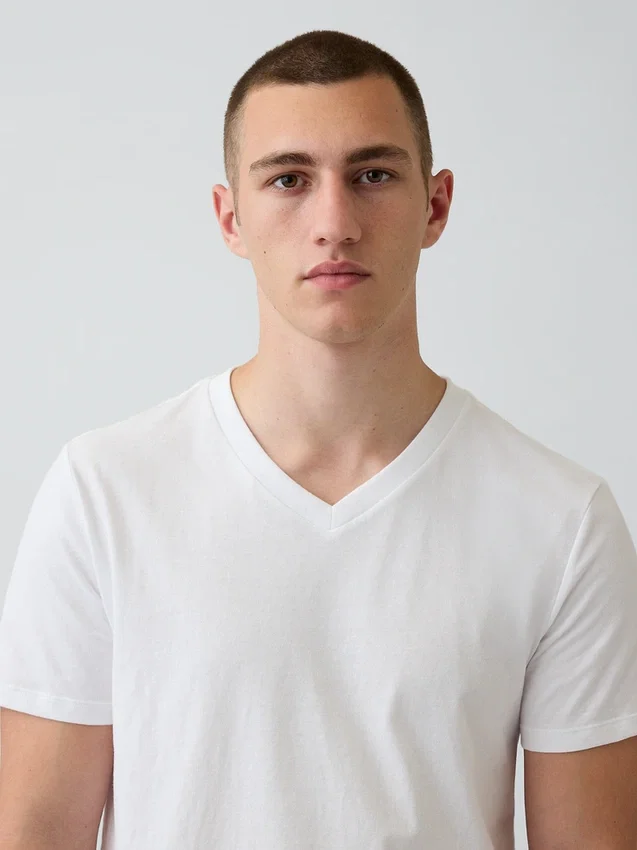 Katoenen jersey T-shirt met V-hals