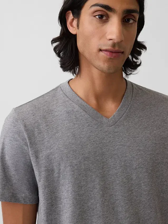 Katoenen jersey T-shirt met V-hals