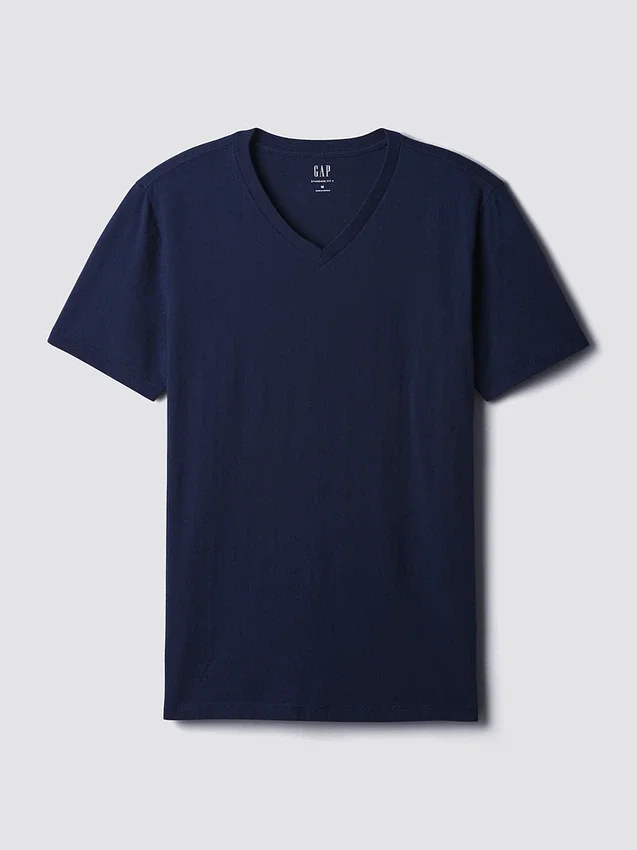 Katoenen jersey T-shirt met V-hals