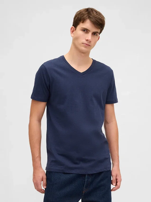 Katoenen jersey T-shirt met V-hals