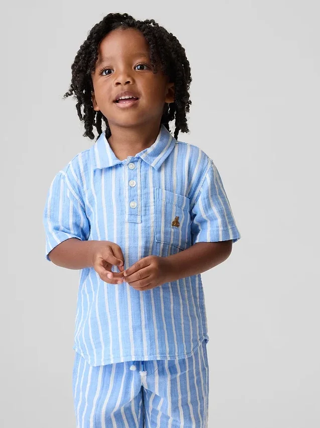 Katoenen poloshirt met print van gaas voor Baby & Peuter