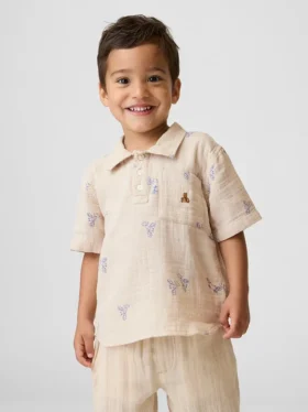Katoenen poloshirt met print van gaas voor Baby & Peuter