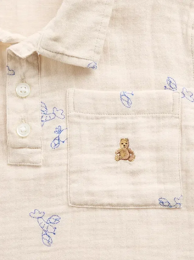 Katoenen poloshirt met print van gaas voor Baby & Peuter