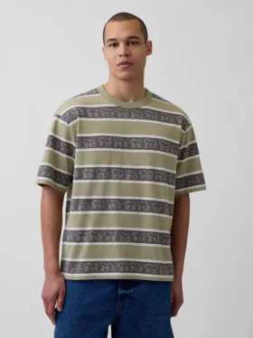 Keith Haring oversized gestreept T-shirt