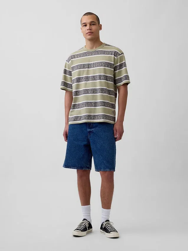 Keith Haring oversized gestreept T-shirt