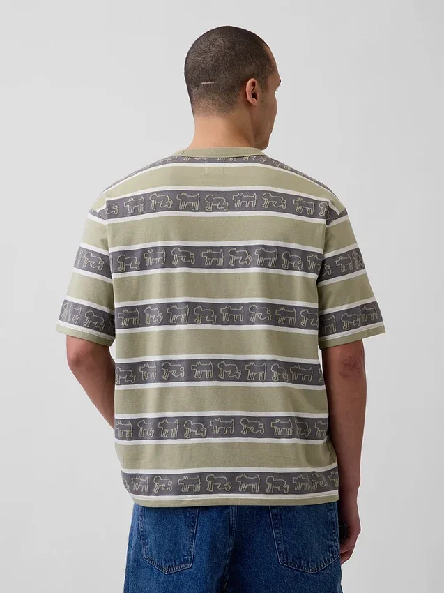 Keith Haring oversized gestreept T-shirt