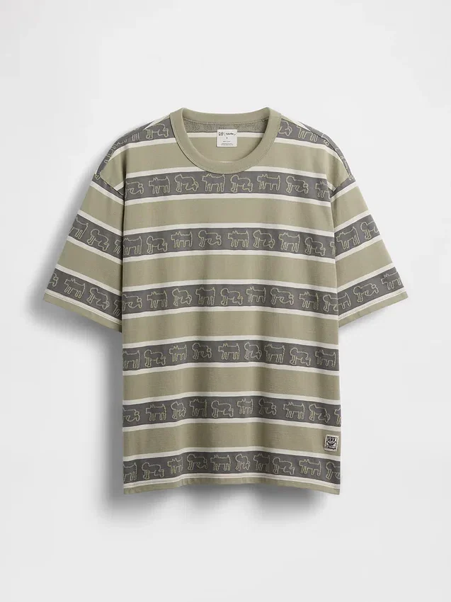 Keith Haring oversized gestreept T-shirt