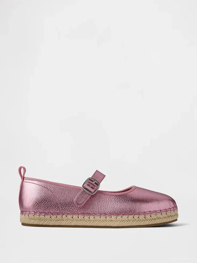 Kinder-espadrilles met metallic Mary Jane-bandjes