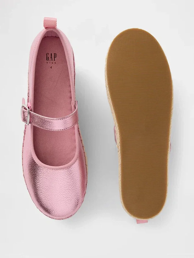 Kinder-espadrilles met metallic Mary Jane-bandjes