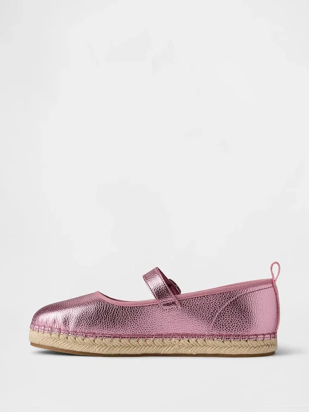 Kinder-espadrilles met metallic Mary Jane-bandjes