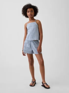 Kinder-korte broeken van linnen-katoen met gingham-patroon