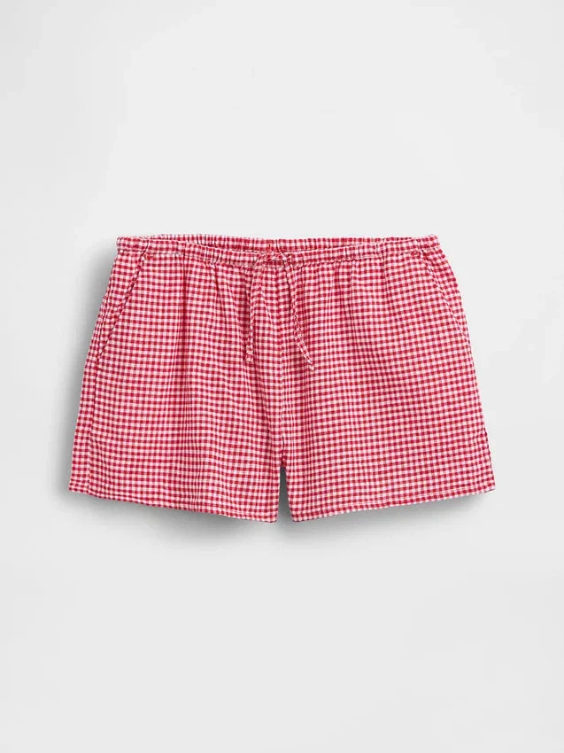 Kinder-korte broeken van linnen-katoen met gingham-patroon