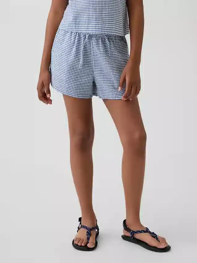 Kinder-korte broeken van linnen-katoen met gingham-patroon