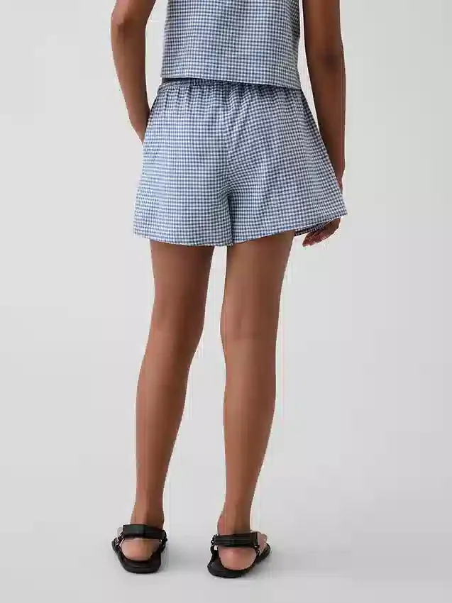 Kinder-korte broeken van linnen-katoen met gingham-patroon