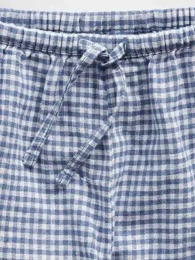 Kinder-korte broeken van linnen-katoen met gingham-patroon