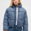 Kinder-pufferjack van denim met zachte voering