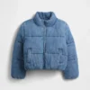 Kinder-pufferjack van denim met zachte voering