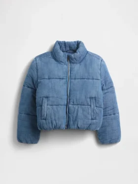 Kinder-pufferjack van denim met zachte voering