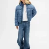 Kinder-pufferjack van denim met zachte voering
