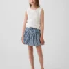 Kinder-skort van gingham-denim met gelaagde zoom
