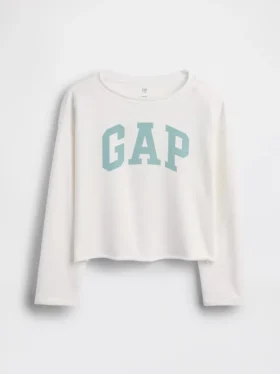 Kinder-sweatshirt met breed halslijn en logo van Vintagesoft-badstof