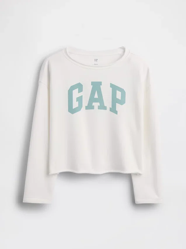 Kinder-sweatshirt met breed halslijn en logo van Vintagesoft-badstof