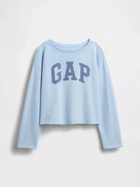 Kinder-sweatshirt met breed halslijn en logo van Vintagesoft-badstof