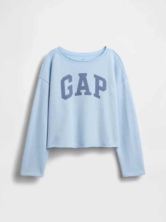 Kinder-sweatshirt met breed halslijn en logo van Vintagesoft-badstof