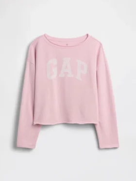 Kinder-sweatshirt met breed halslijn en logo van Vintagesoft-badstof
