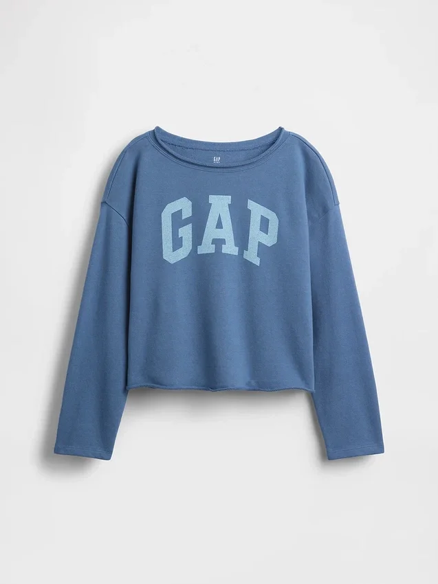 Kinder-sweatshirt met breed halslijn en logo van Vintagesoft-badstof