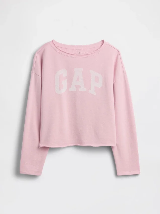 Kinder-sweatshirt met breed halslijn en logo van Vintagesoft-badstof