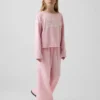 Kinder-sweatshirt met breed halslijn en logo van Vintagesoft-badstof