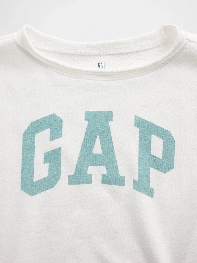 Kinder-sweatshirt met breed halslijn en logo van Vintagesoft-badstof
